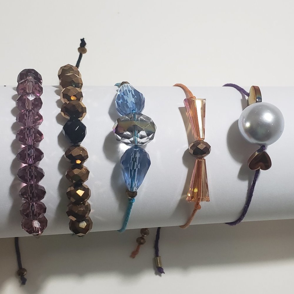 SET of 5 Unisex BRACELETS Fully Adjustable - Approx. best fits 5.5”-8” wrists